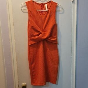 Gracie Orange Textured Mini Dress
